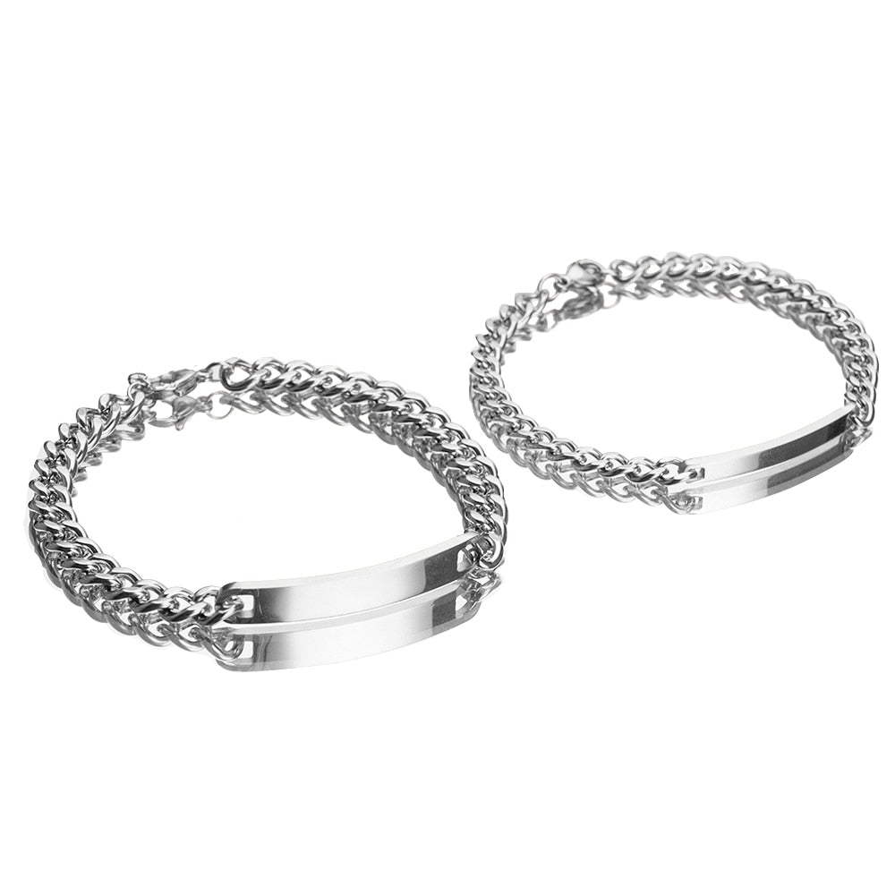 COUPLES ENGRAVED BRACELETS SET